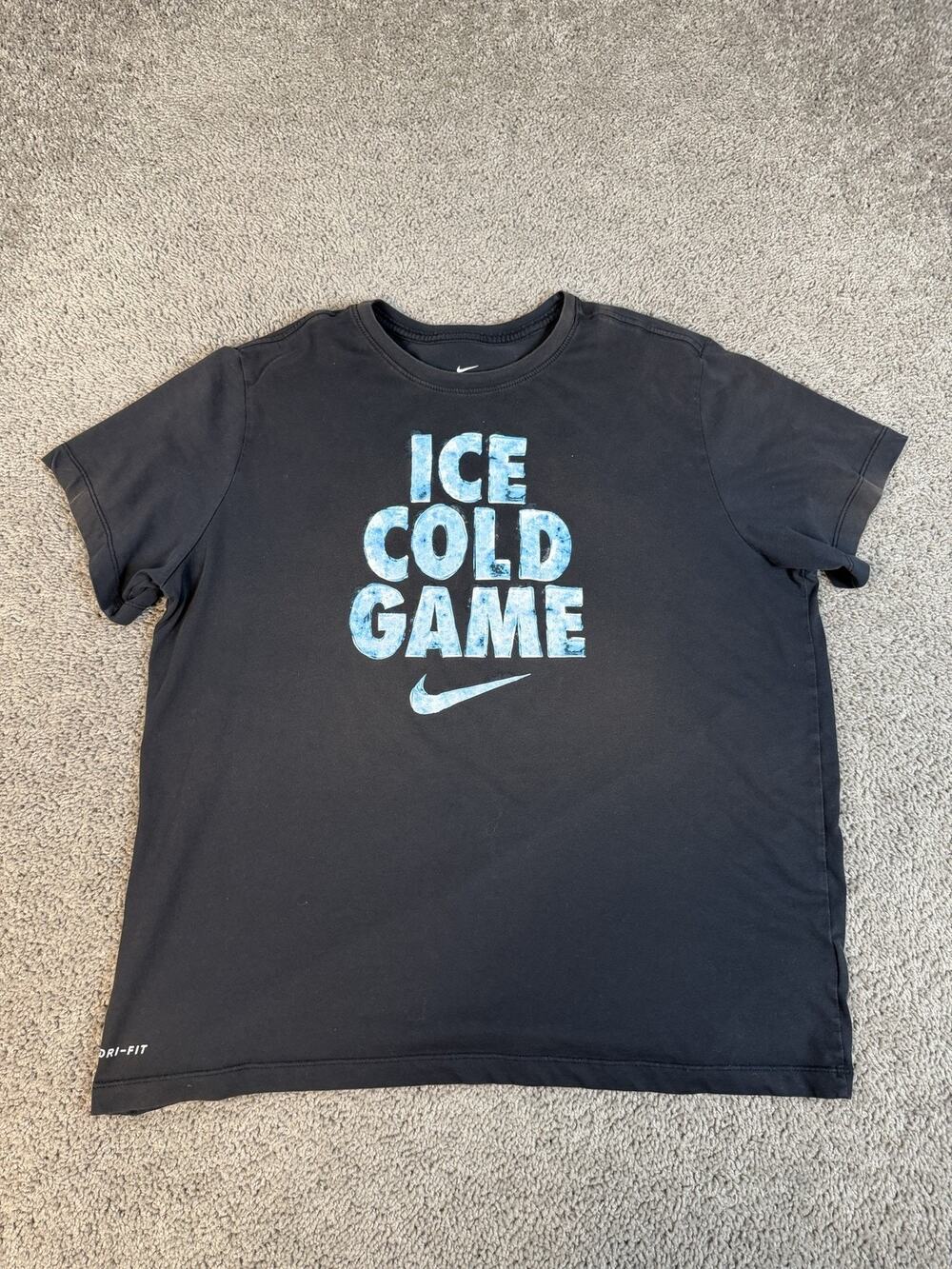 Nike Shirt Mens XL Black Ice Cold Game Graphic Crew Neck Dri-FIT Tagless